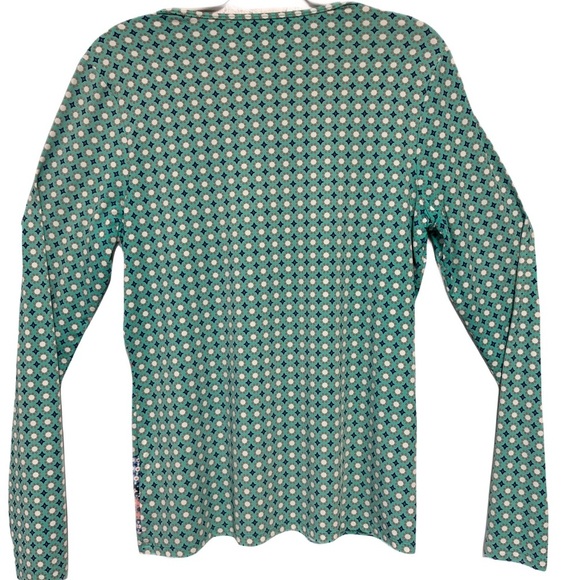 Lands' End Teal Patterned Long Sleeve Swim Top Rash Guard - Picture 5 of 5